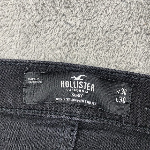 Hollister Advanced Stretch Skinny Jeans Mens 30x28 Black Low Rise - Picture 8 of 13